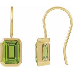 14K Yellow Gold Natural Peridot Bezel-Set Drop Earrings