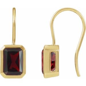 14K Yellow Gold Natural Mozambique Garnet Bezel-Set Drop Earrings