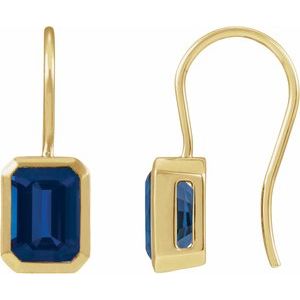 14K Yellow Gold Lab-Grown Blue Sapphire Bezel-Set Drop Earrings