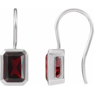 Platinum Natural Mozambique Garnet Bezel-Set Drop Earrings