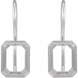 Sterling Silver 9x7 mm Emerald Bezel-Set Drop Earring Mounting – image 2