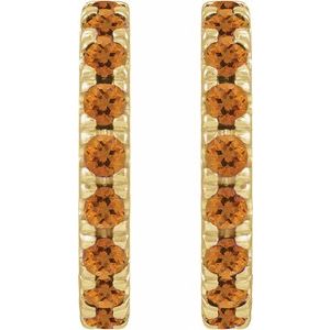 14K Yellow Gold Natural Citrine French-Set 12 mm Huggie Hoop Earrings – image 2