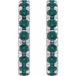 Sterling Silver Lab-Grown Alexandrite French-Set 15.1 mm Huggie Hoop Earrings – image 2