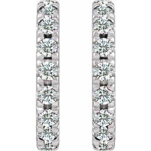 Sterling Silver Natural Diamond French-Set 12 mm Huggie Hoop Earrings – image 2