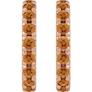 14K Rose Gold Natural Citrine French-Set 15.1 mm Huggie Hoop Earrings – image 2
