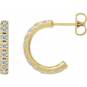 14K Yellow Gold Lab-Grown Diamond French-Set 15.1 mm Huggie Hoop Earrings