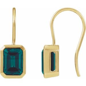 14K Yellow Gold Lab-Grown Alexandrite Bezel-Set Drop Earrings