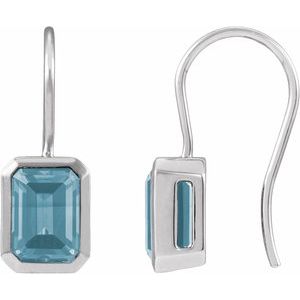 Sterling Silver Natural Aquamarine Bezel-Set Drop Earrings