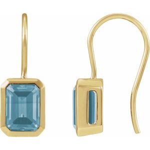 14K Yellow Gold Natural Aquamarine Bezel-Set Drop Earrings