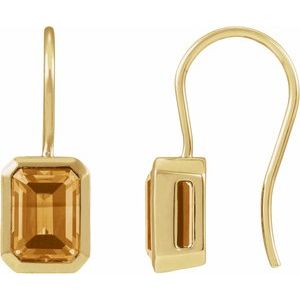 14K Yellow Gold Natural Citrine Bezel-Set Drop Earrings