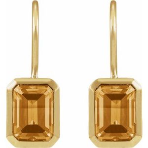 14K Yellow Gold Natural Citrine Bezel-Set Drop Earrings – image 2
