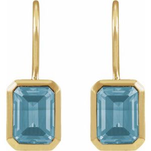 14K Yellow Gold Natural Aquamarine Bezel-Set Drop Earrings – image 2