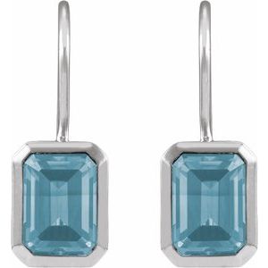 Sterling Silver Natural Aquamarine Bezel-Set Drop Earrings – image 2