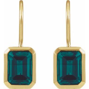 14K Yellow Gold Lab-Grown Alexandrite Bezel-Set Drop Earrings – image 2
