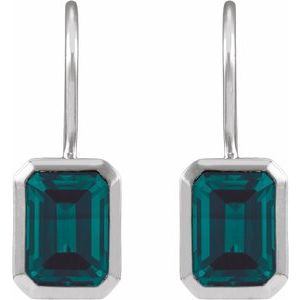 Sterling Silver Lab-Grown Alexandrite Bezel-Set Drop Earrings – image 2
