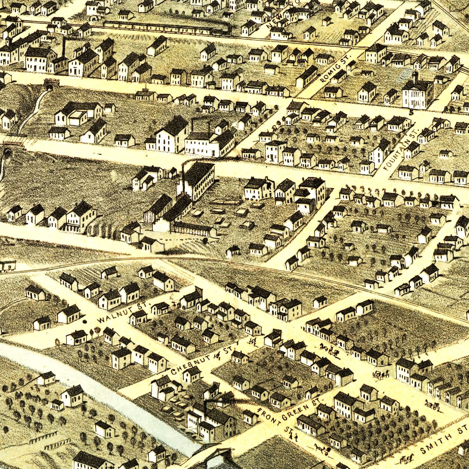 Vintage Map of Lafayette, Indiana 1868
