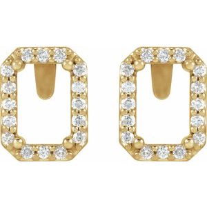 14K Yellow Gold 6x4 mm Emerald 1/8 CTW Natural Diamond Semi-Set Halo-Style Earrings – image 2