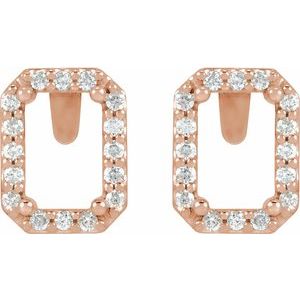 14K Rose Gold 6x4 mm Emerald 1/8 CTW Natural Diamond Semi-Set Halo-Style Earrings – image 2