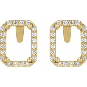 14K Yellow Gold 8x6 mm Emerald 1/4 CTW Natural Diamond Semi-Set Halo-Style Earrings – image 2