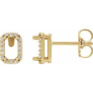 14K Yellow Gold 5x3 mm Emerald .07 CTW Natural Diamond Semi-Set Halo-Style Earrings
