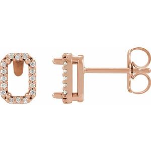 14K Rose Gold 5x3 mm Emerald .07 CTW Natural Diamond Semi-Set Halo-Style Earrings
