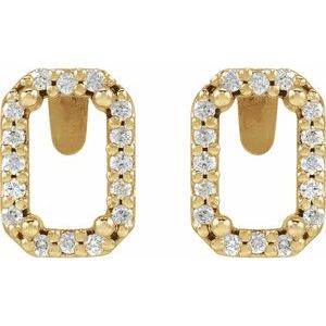 14K Yellow Gold 5x3 mm Emerald .07 CTW Natural Diamond Semi-Set Halo-Style Earrings – image 2