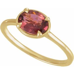 14K Yellow Gold Natural Pink Tourmaline Claw-Prong Bezel-Style Ring – image 4