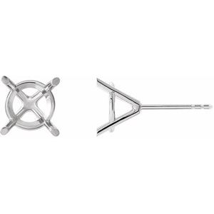 14K White Gold 9 mm Round 4-Prong Cocktail-Style Earring Mounting