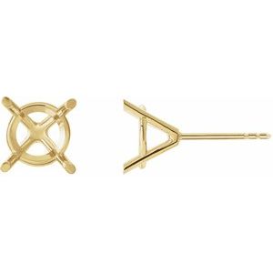 10K Yellow Gold 7 mm Round 4-Prong Cocktail-Style Earring Mounting