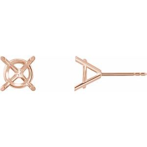 14K Rose Gold 9 mm Round 4-Prong Cocktail-Style Earring Mounting