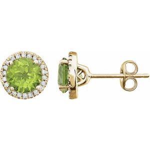 14K Yellow Gold Vermeil Natural Peridot & 1/8 CTW Lab-Grown Diamond Earrings