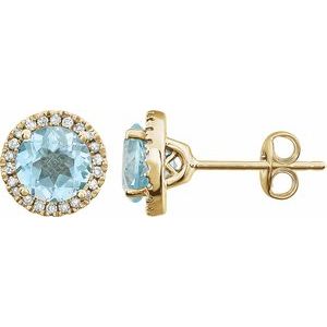 14K Yellow Gold Vermeil Natural Sky Blue Topaz & 1/8 CTW Lab-Grown Diamond Earrings