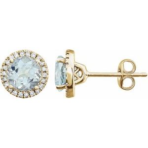 14K Yellow Gold Vermeil Natural Aquamarine & 1/8 CTW Lab-Grown Diamond Earrings