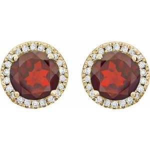 14K Yellow Gold Vermeil Natural Mozambique Garnet & 1/8 CTW Lab-Grown Diamond Earrings – image 2