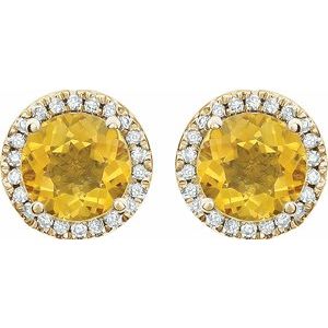 14K Yellow Gold Vermeil Natural Citrine & 1/8 CTW Lab-Grown Diamond Earrings – image 2