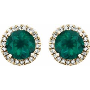 14K Yellow Gold Vermeil Lab-Grown Emerald & 1/8 CTW Lab-Grown Diamond Earrings – image 2