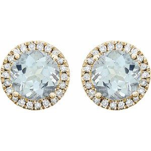 14K Yellow Gold Vermeil Natural Aquamarine & 1/8 CTW Lab-Grown Diamond Earrings – image 2