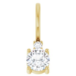 10K Yellow Gold 4 mm Round Accented Charm/Charm/Pendant Mounting – image 7