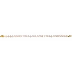 14K Yellow Gold-Filled Cultured White Freshwater Pearl 7 1/2" Bracelet – image 2