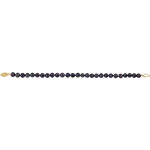 14K Yellow Gold-Filled Cultured Black Freshwater Pearl 7 1/2" Bracelet – image 2