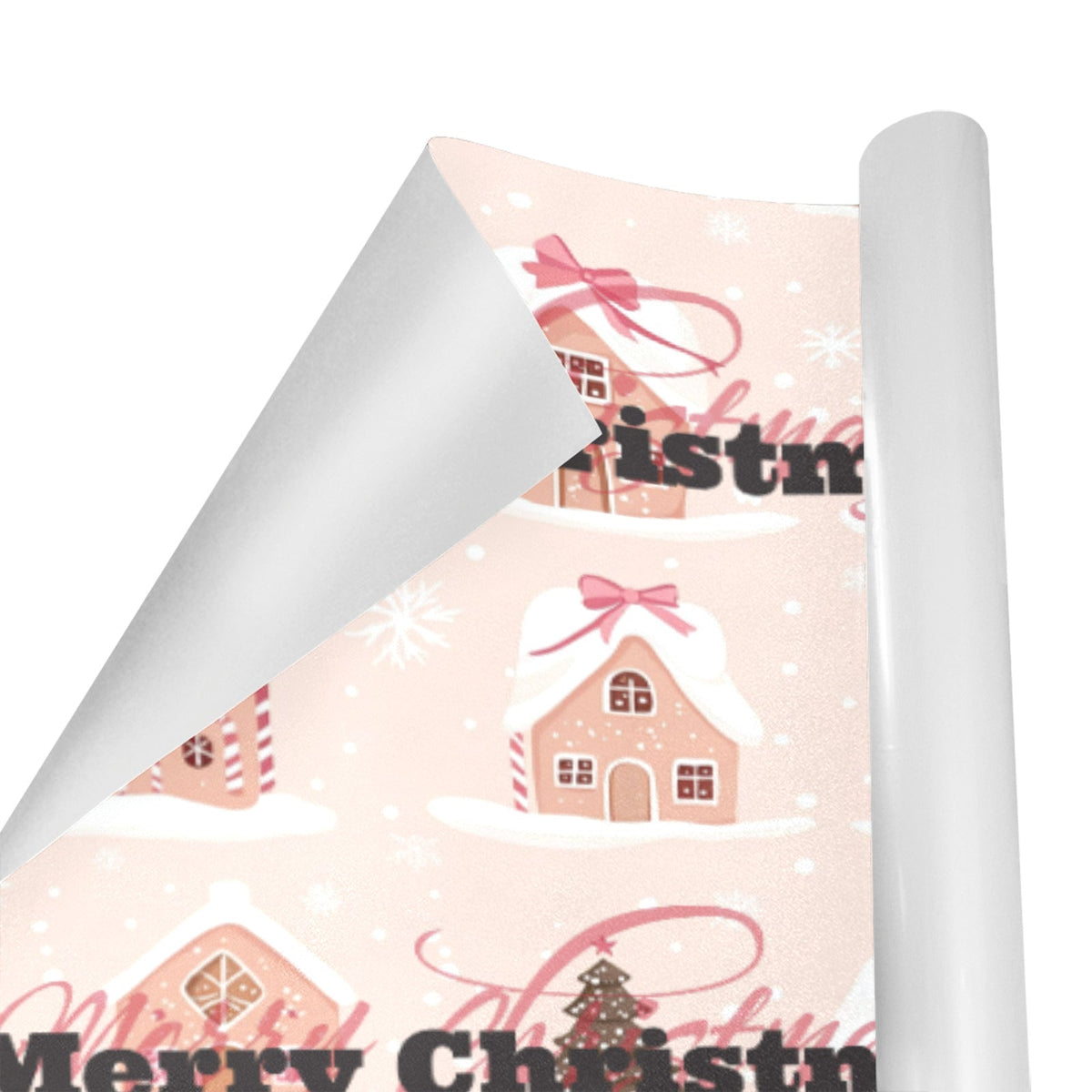 Christmas Pink Houses Custom Gift Wrapping Paper 58"x 23" (Made in USA)
