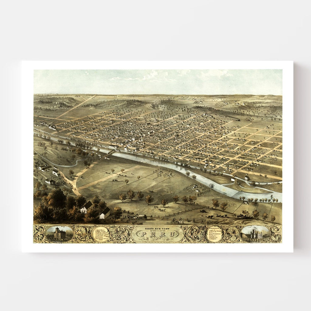 Vintage Map of Peru, Indiana 1868