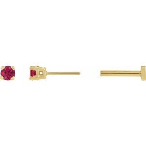 14K Yellow Gold Natural Ruby Earring