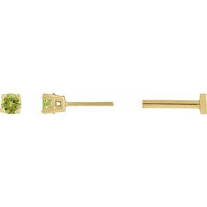 14K Yellow Gold Natural Peridot Earring