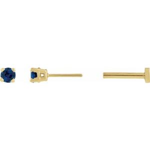 14K Yellow Gold Natural Blue Sapphire Earring
