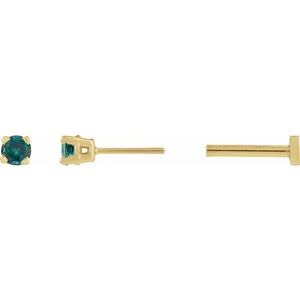 14K Yellow Gold Natural Alexandrite Earring
