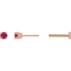 14K Rose Gold Lab-Grown Ruby Earring