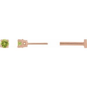 14K Rose Gold Natural Peridot Earring