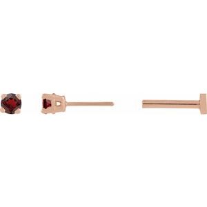 14K Rose Gold Natural Mozambique Garnet Earring