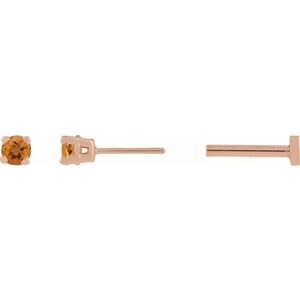 14K Rose Gold Natural Citrine Earring